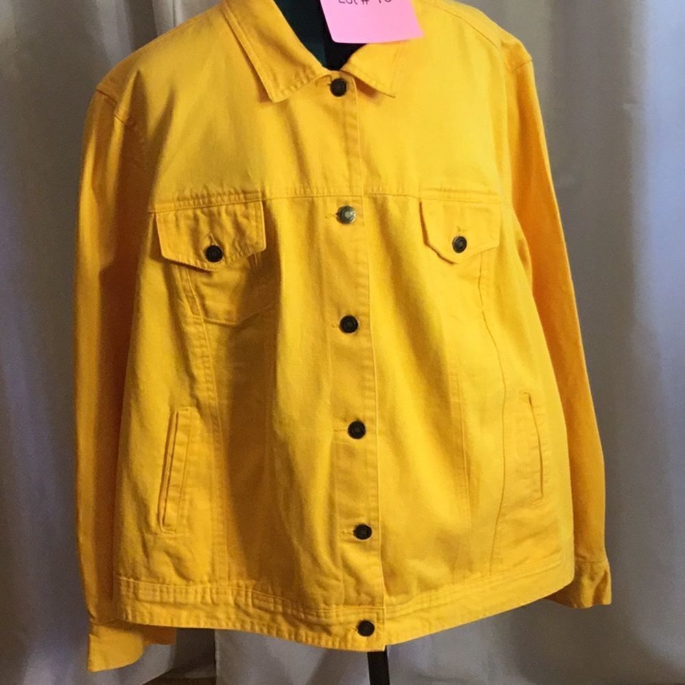 100% cotton utility jacket in brilliant yellow in size 32 w by JESSICA LONDON - Picture 3 of 12